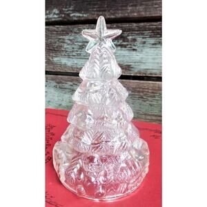 Vintage Iridescent Carnival Glass Christmas Tree With Presents Teddy Bear